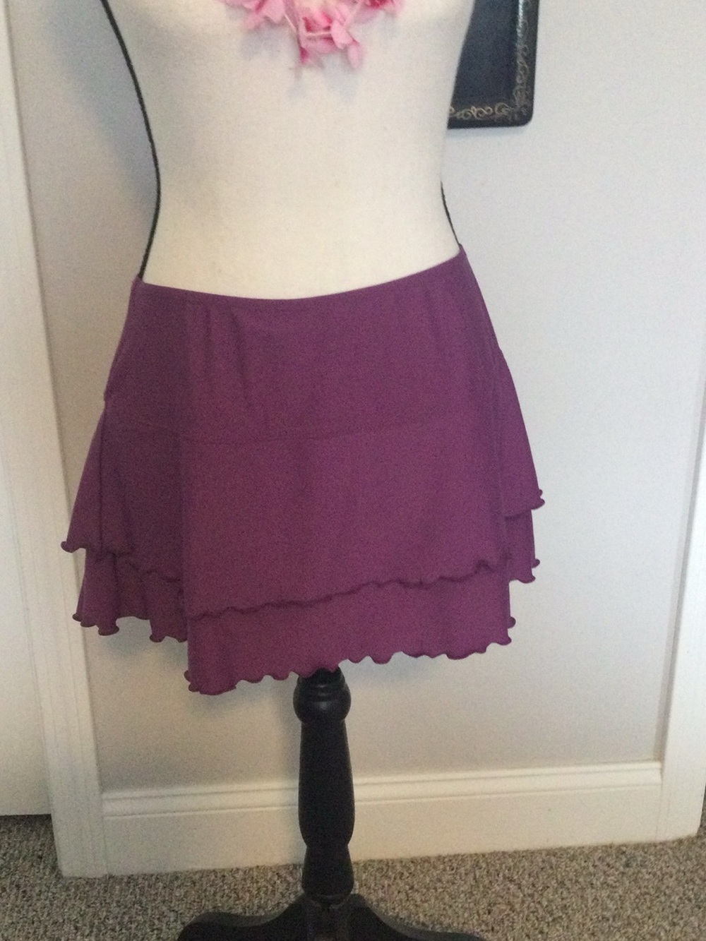 Purple Tiered Swim Coverup Skirt